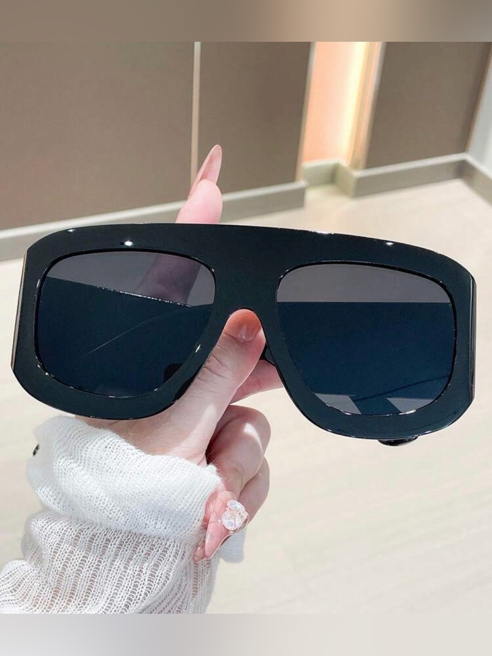 Black Oversized Shield Sunglasses - Women Accessories